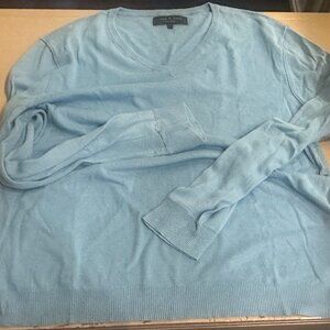 Soft, faded, pre-loved rag & bone v-neck sweater, blue, XL!